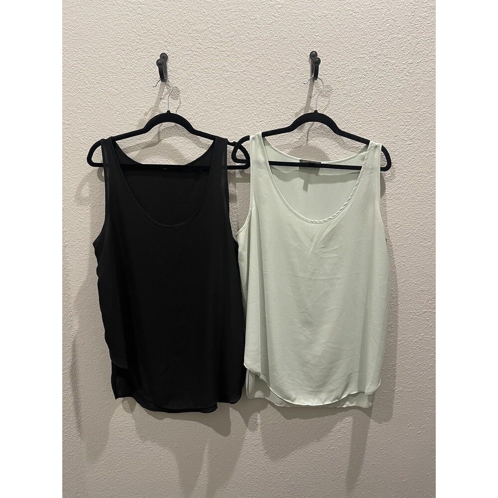 Lot Of 2: Banana Republic Sleeveless Shirt Black & Mint Open Back Sz Large